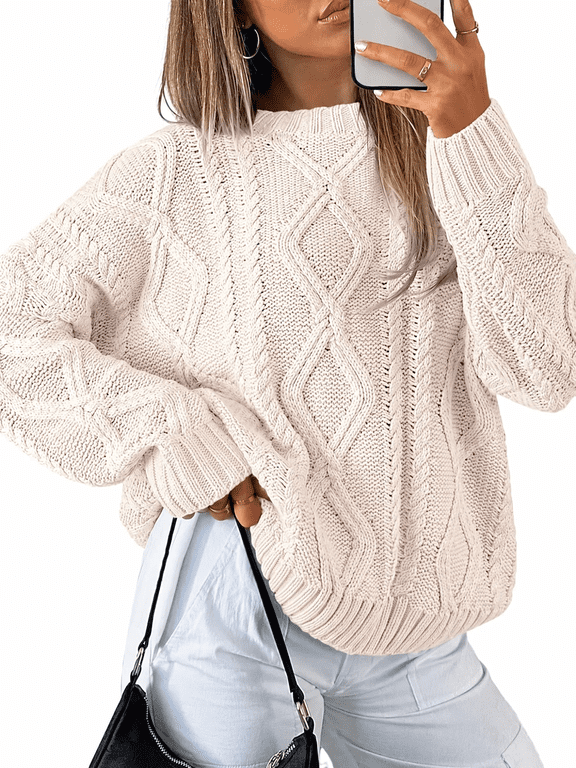 Oversized Sweaters for Women Trendy Cable Knit Crewneck Pullover Chunky Breathable Fall Winter Sweaters for Women 2026