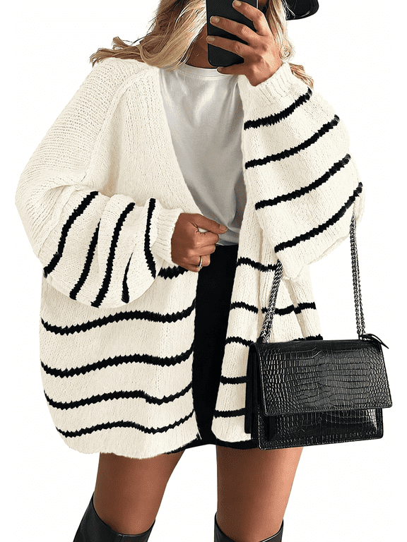 Womens Oversized Cardigan Sweaters Long Lantern Sleeve Knit Open Front Lightweight Sweater