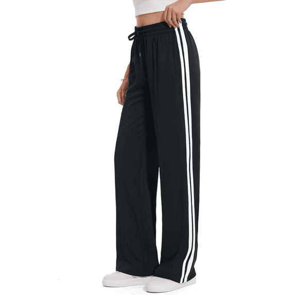 Olaglory Sweatpants Women High Waisted Straight Leg Wide Leg Pants Woman with Pockets & Drawstring, Loose Joggers Yoga Pants Workout Running, Black