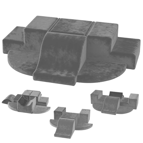 G TALECO GEAR Climbing Toys for Toddlers, 7 Pieces Indoor Baby Foam Blocks Soft Play Set with PU Leather, Kids Climb and Crawl Sliding Activity Structure Gym Playground Climber