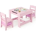 thumbnail image 1 of Olakids Kids Table and Chair Set, 3 in 1 Wood Children Desk Set with Removable Blackboard, Storage Drawer, Toddlers Activity Table Furniture for Art Crafts Drawing Reading Playroom (Pink), 1 of 17