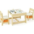 thumbnail image 1 of Olakids Kids Table and Chair Set, 3 in 1 Wood Children Desk Set with Removable Blackboard, Storage Drawer, Toddlers Activity Table Furniture for Art Crafts Drawing Reading Playroom (Natural), 1 of 18