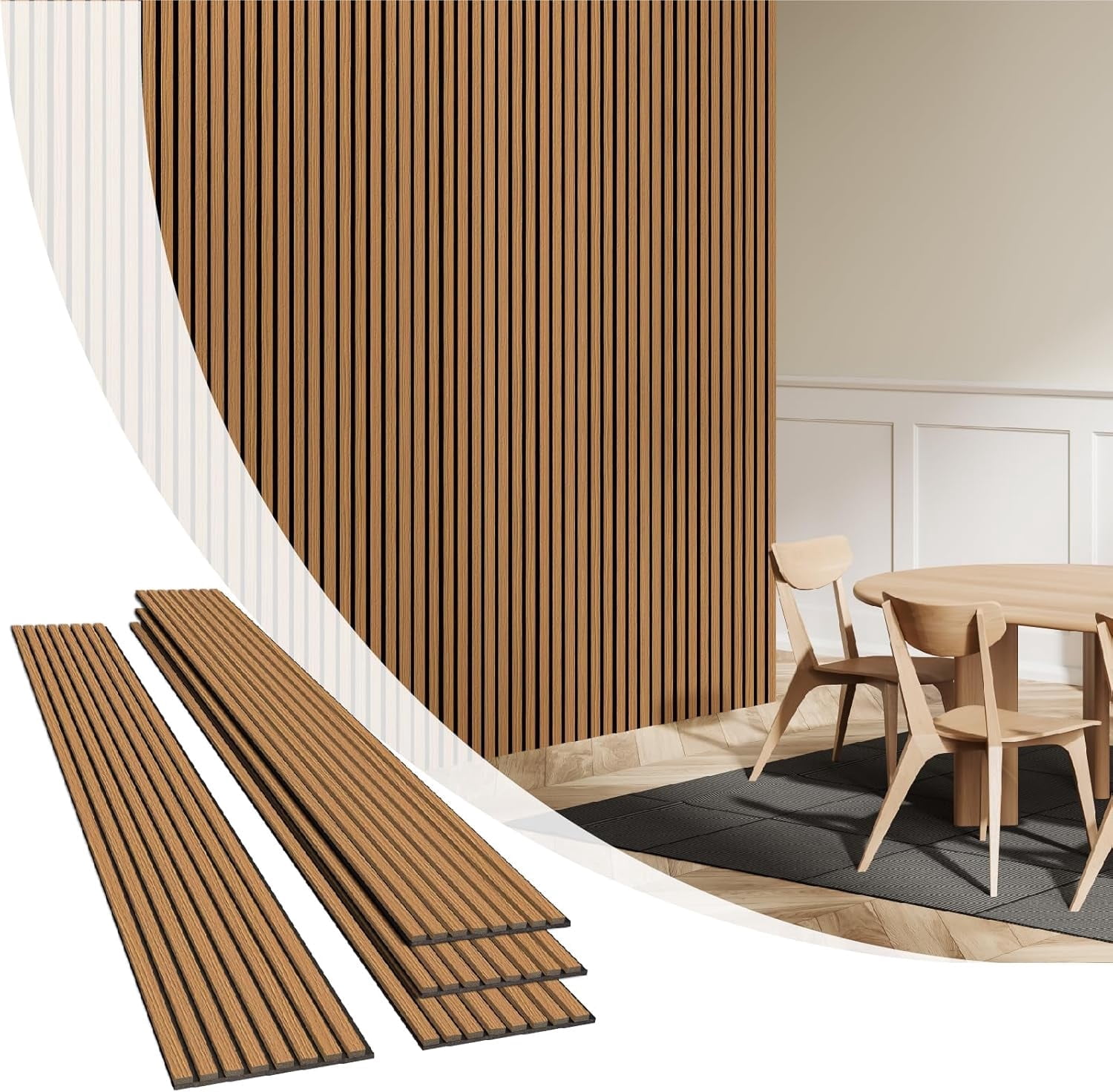 Olanglab Wood Slat Wall Panels 4 Pack, Wooden Acoustic Wall Panels