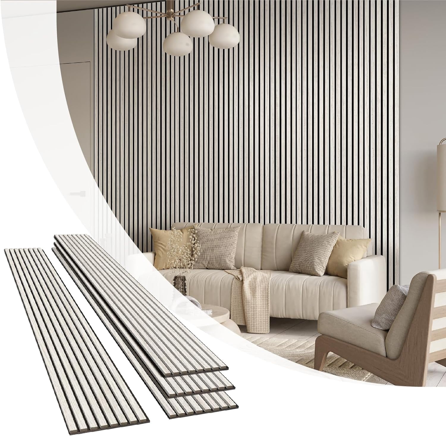 Olanglab Wood Slat Wall Panels 4 Pack, Wooden Acoustic Wall Panels, 94. ...