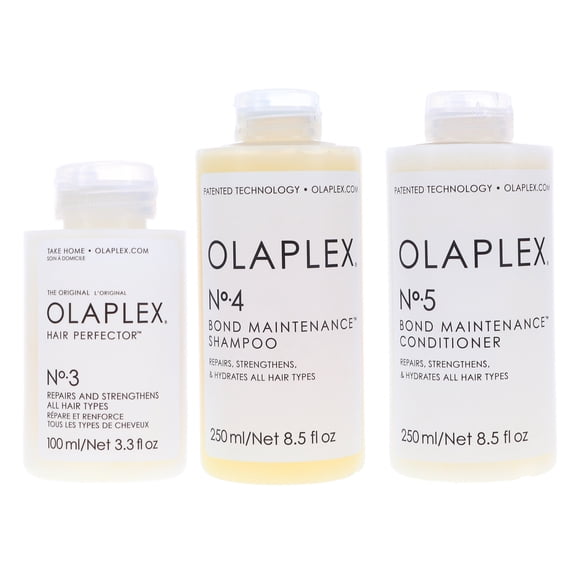 Olaplex No. 3 Hair Perfector 3.3 oz, No.4 Bond Maintenance Shampoo 8.5 oz & No. 5 Bond Maintenance Conditioner 8.5 oz Combo Pack