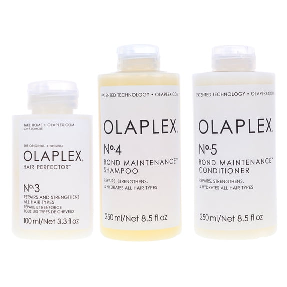 Olaplex No. 3 Hair Perfector 3.3 oz, No.4 Bond Maintenance Shampoo 8.5 oz & No. 5 Bond Maintenance Conditioner 8.5 oz Combo Pack