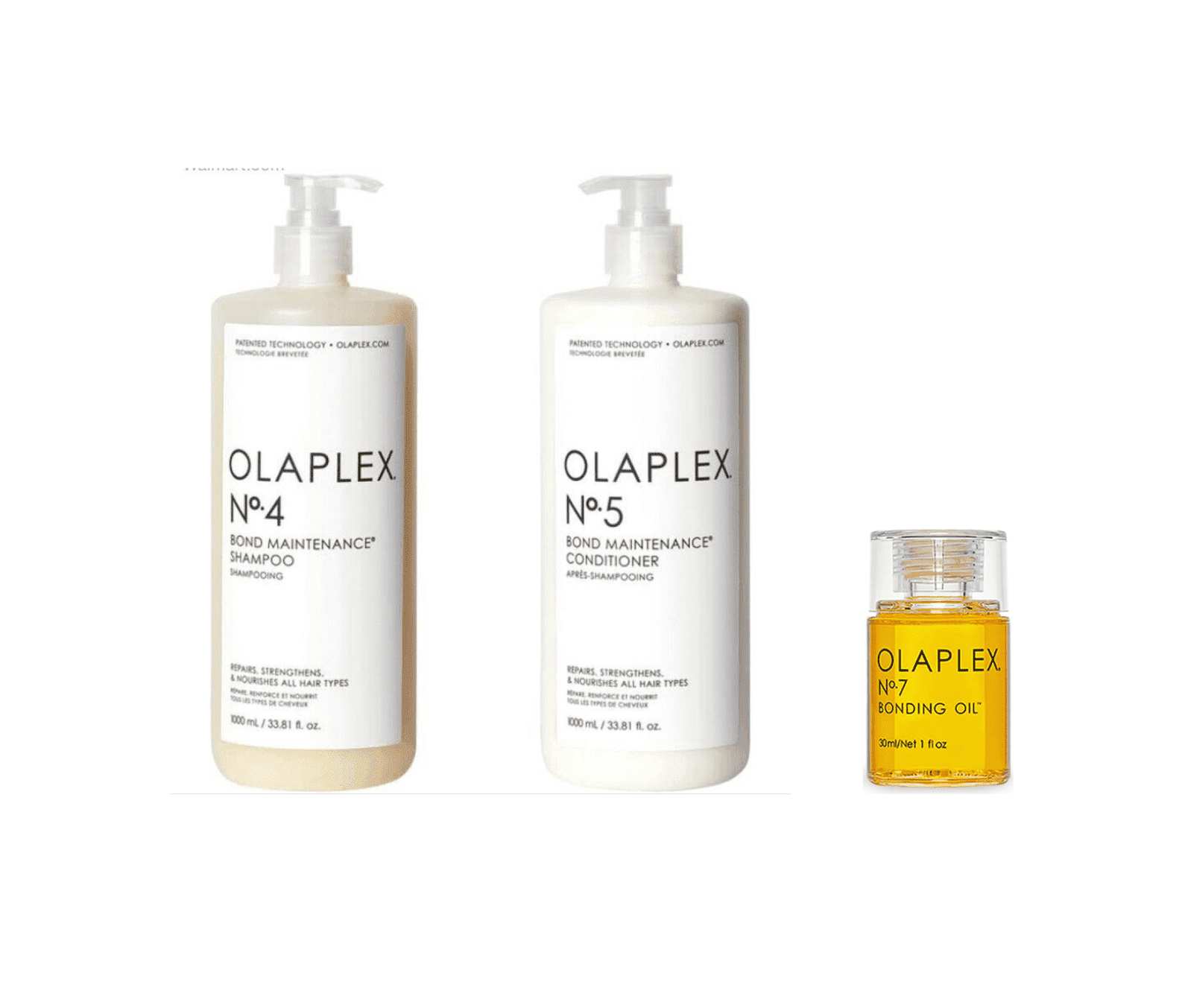 Olaplex No. 4 & 5 Bond Maintenance Shampoo and Conditioner (33.8 oz each) plus No. 7 Bonding Oil (1.0 oz) Olaplex No. 4 & 5 Bond Maintenance Shampoo and Conditioner (33.8 oz each) plus No. 7 Bonding Oil (1.0 oz)