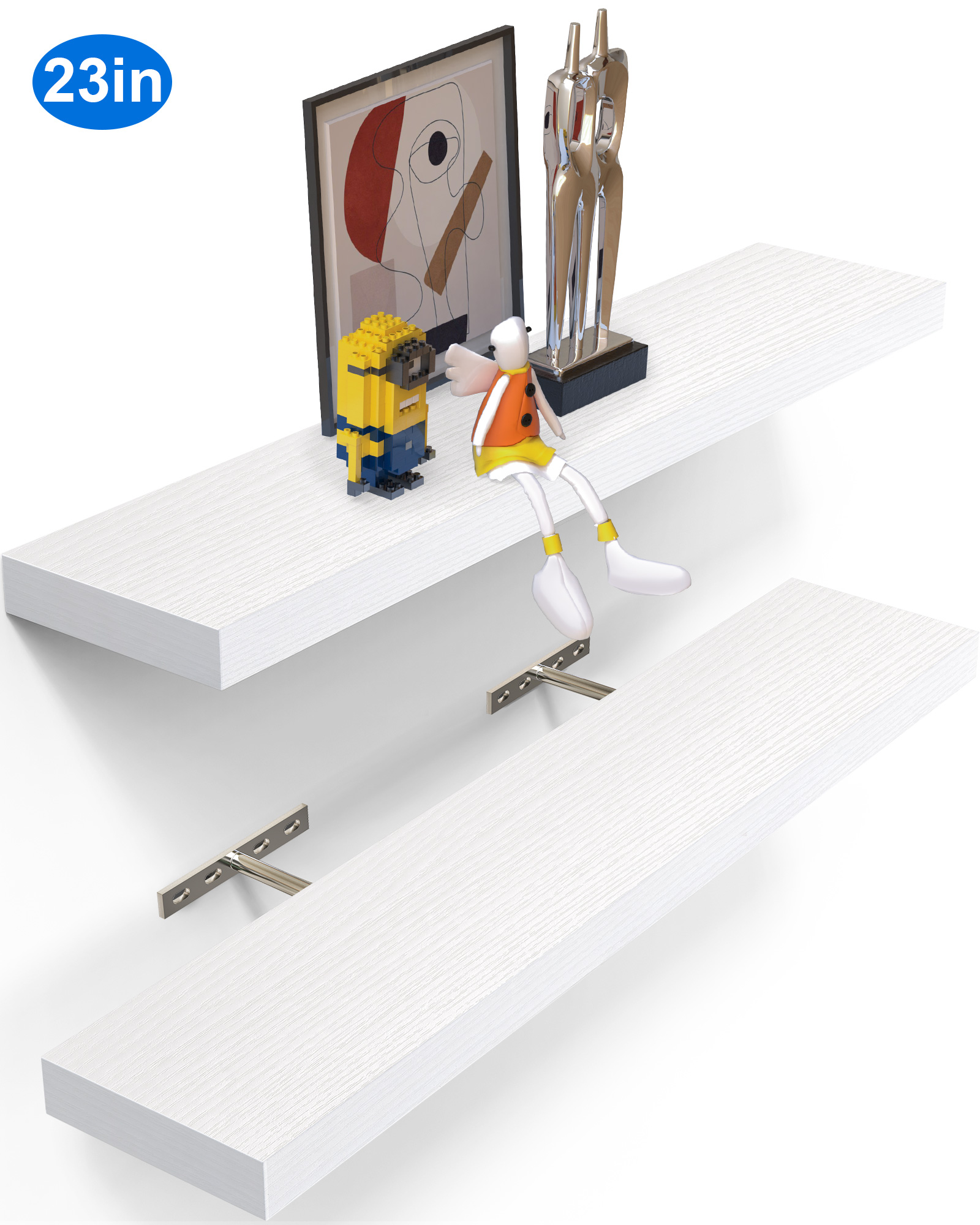 Estink Floating Wall Shelves,White Wood Carved Decorative Wall Mounted