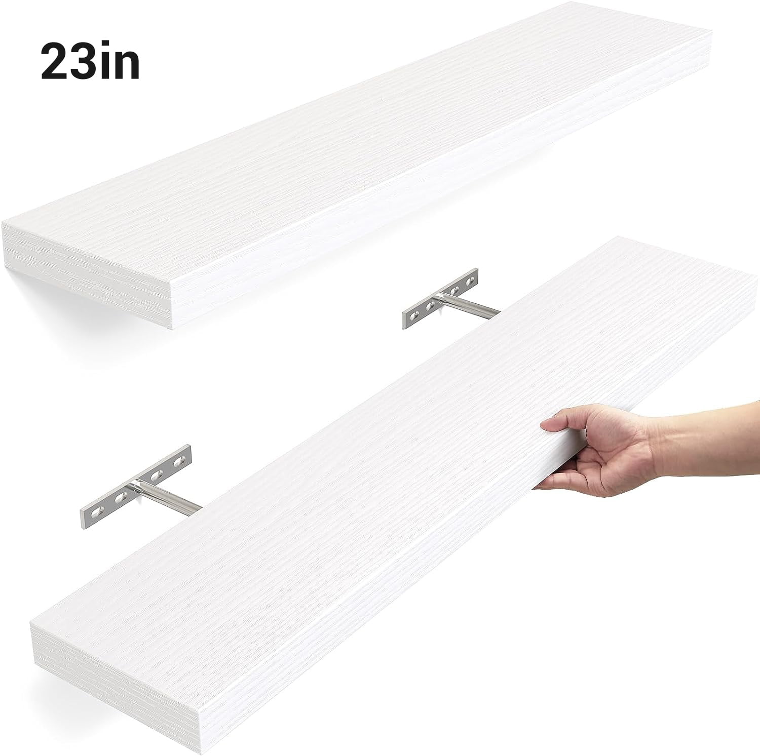 Ophanie 22.5 inch Wood Floating Shelves Wall Mounted Shelves, 6.7 x 23 Inch, White, Set of 2