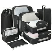 OlarHike 8 Set Packing Cubes, Travel Luggage Organizers,Black