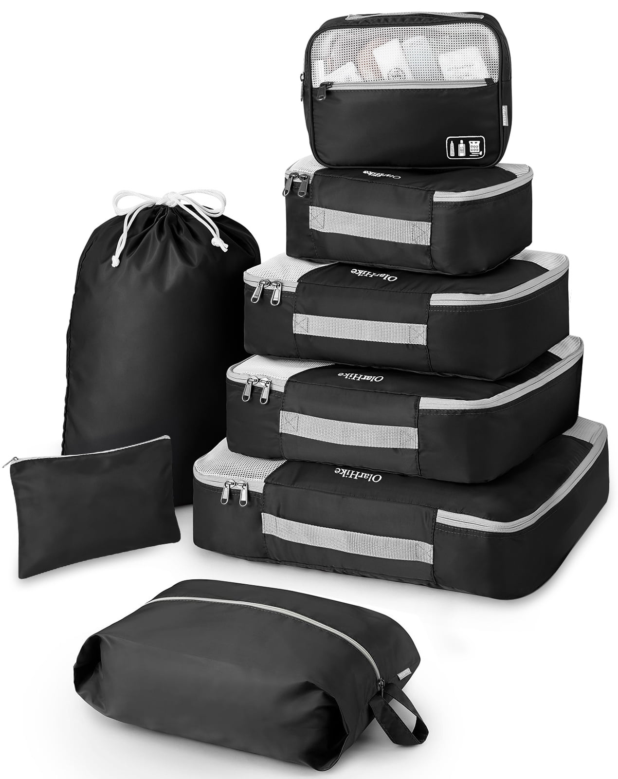 OlarHike Juego de 8 cubos de equipaje para viajes, 4 tamaños diferentes  (extra grande, grande, mediano, pequeño), bolsas organizadoras de equipaje