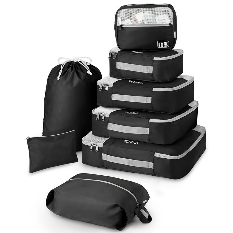 Black Travel Packing Cubes Set