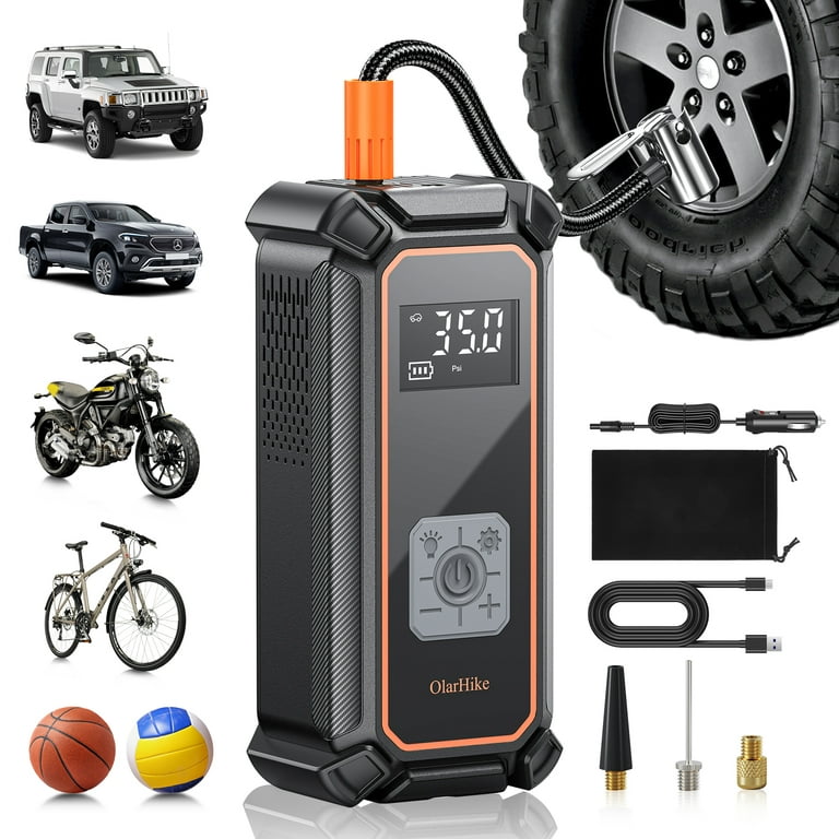  AstroAI Tire Inflator Portable Air Compressor Air Pump for  Tires - Car Accessories, 12V DC Auto Pump with Digital Pressure Gauge,  100PSI with Emergency LED Light for Bicycle, Balloons : Automotive