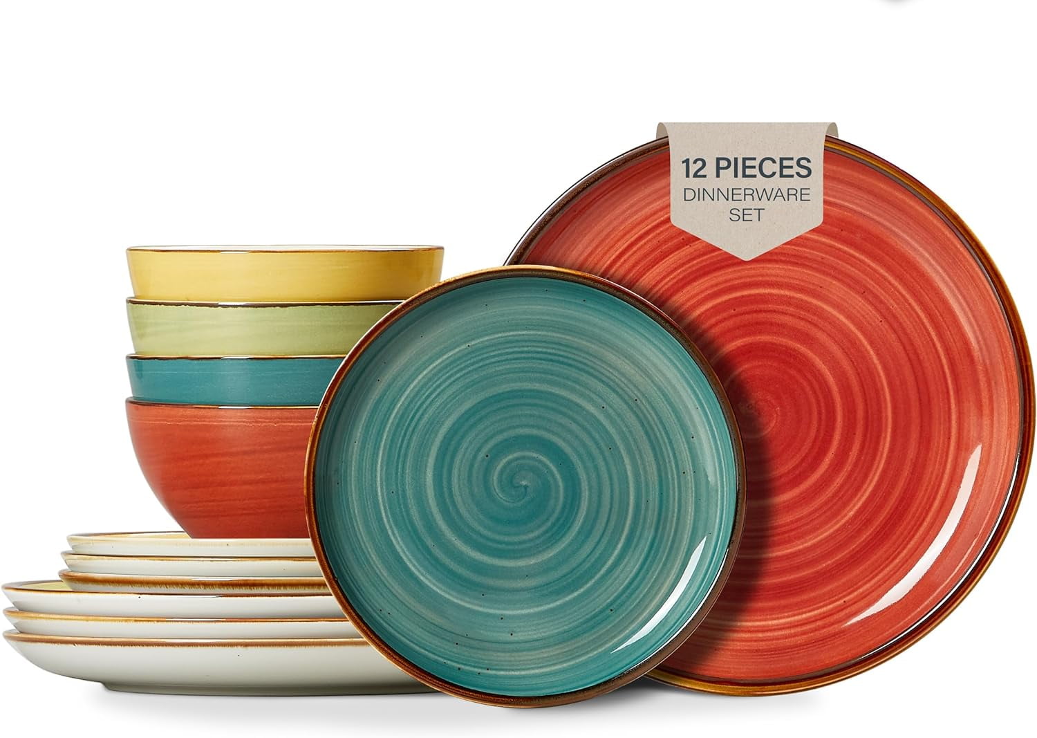 Assorted Colors Hand-Painted Porcelain Dinnerware Set for 4
