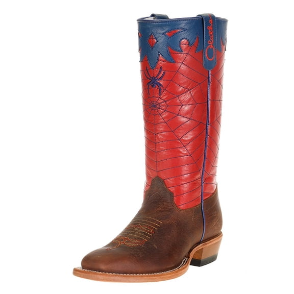 Olathe Boot Company Boys Toast Bison-Red and Blue Spider Web 12 Child Brown