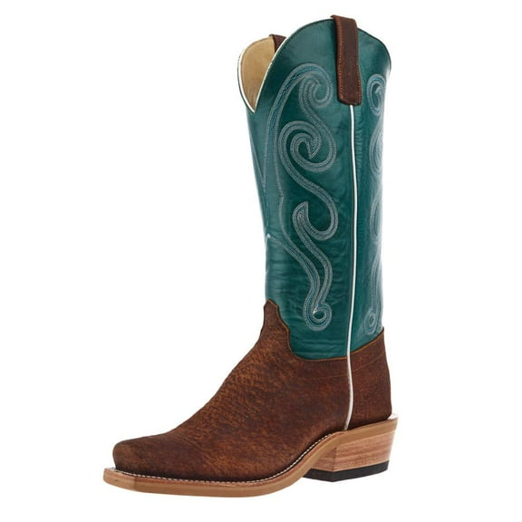 Olathe Boot Company Men`s Olathe Ride Ready Havana Tag Boar 15in Turquoise Soft Ice Top Brown 11 D