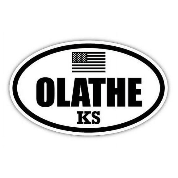Olathe KS Kansas Johnson County Stealthy Subdued Old Glory US Flag Oval Euro Decal Bumper Sticker 3M Vinyl 3" x 5"