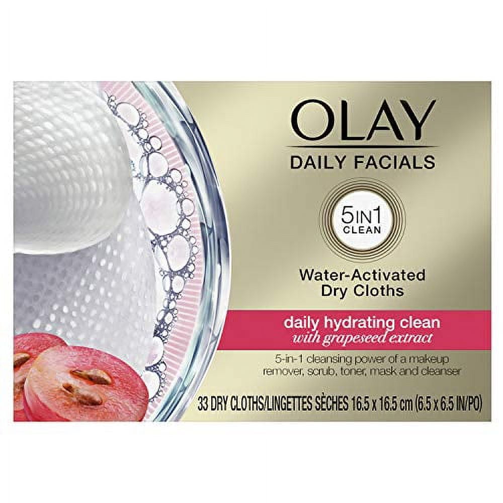 Olay 4In1 Daily Facial Cloths, Normal Skin 33 Count, Packaging May