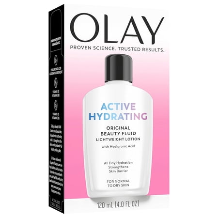 Olay Active Hydrating Beauty Moisturizing Fluid Lotion, 4 fl oz (2 Pack) (Bundle)