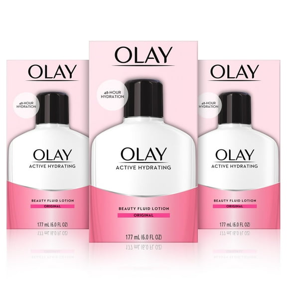 Olay Active Hydrating Beauty Moisturizing Lotion, Facial Moisturizer To Restore Dry Skin, Newer Version - 6.0 Fl Oz, Pack Of 3