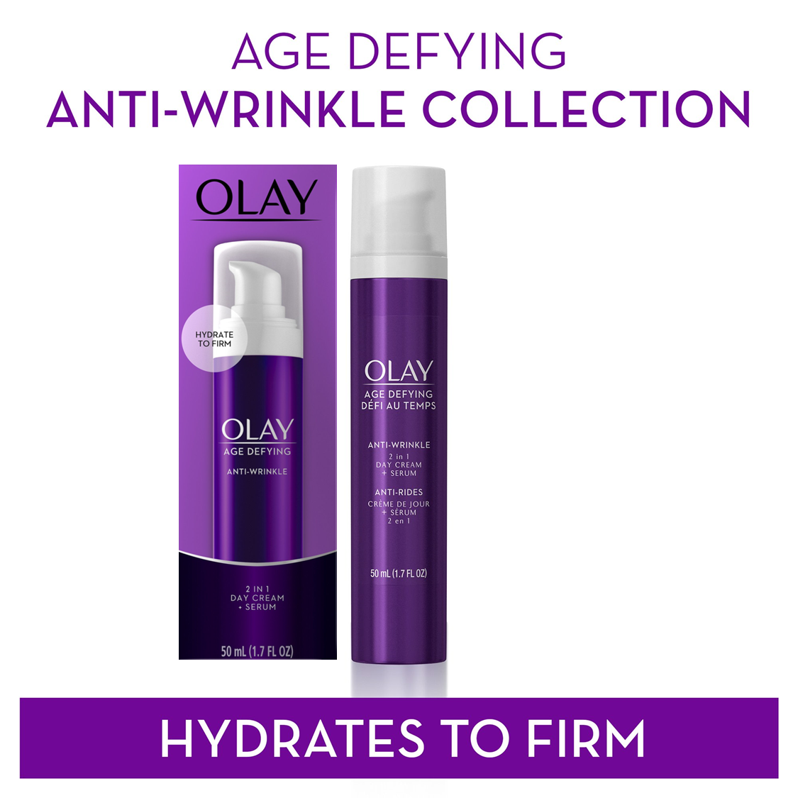 Olay Age Defying 2 in 1 Day Cream Plus Serum, Anti-Wrinkle, All Skin Types, 1.7 oz - image 1 of 9