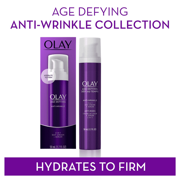 Olay Age Defying 2 in 1 Day Cream Plus Serum, Anti-Wrinkle, All Skin Types, 1.7 oz