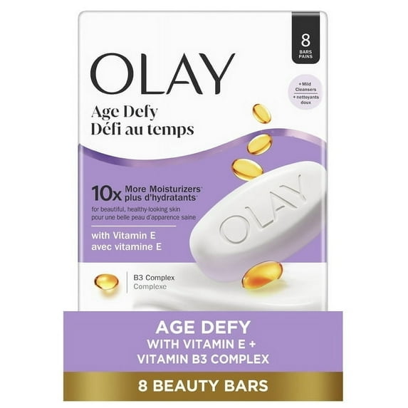 Olay Age Defying Bar Soap with Vitamin E and Vitamin B3 Complex Beauty Bars 3.17 oz, 8 count - 2 Pack