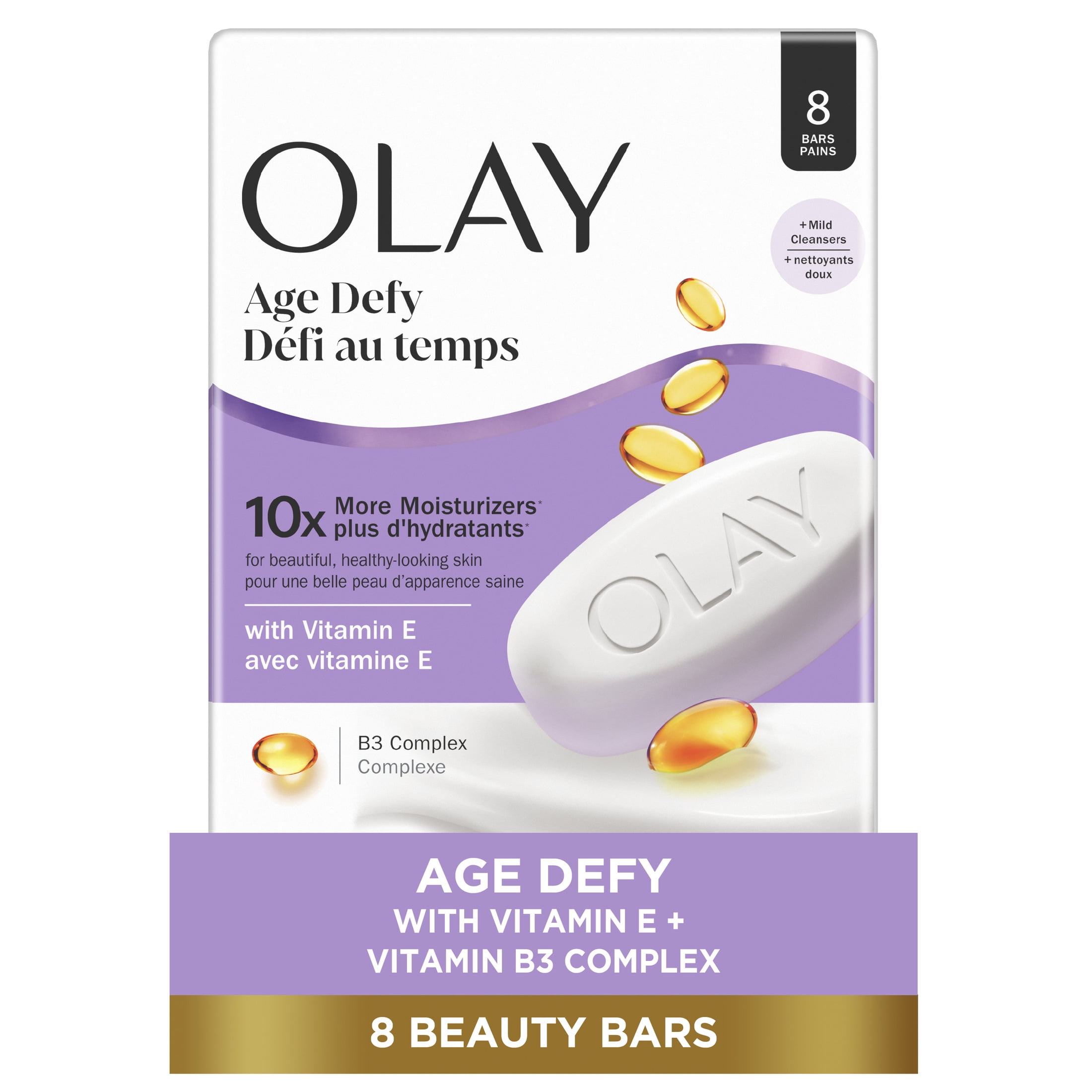 Olay Age Defying Bar Soap with Vitamin E and Vitamin B3 Complex Beauty Bars 3.17 oz, 8 count