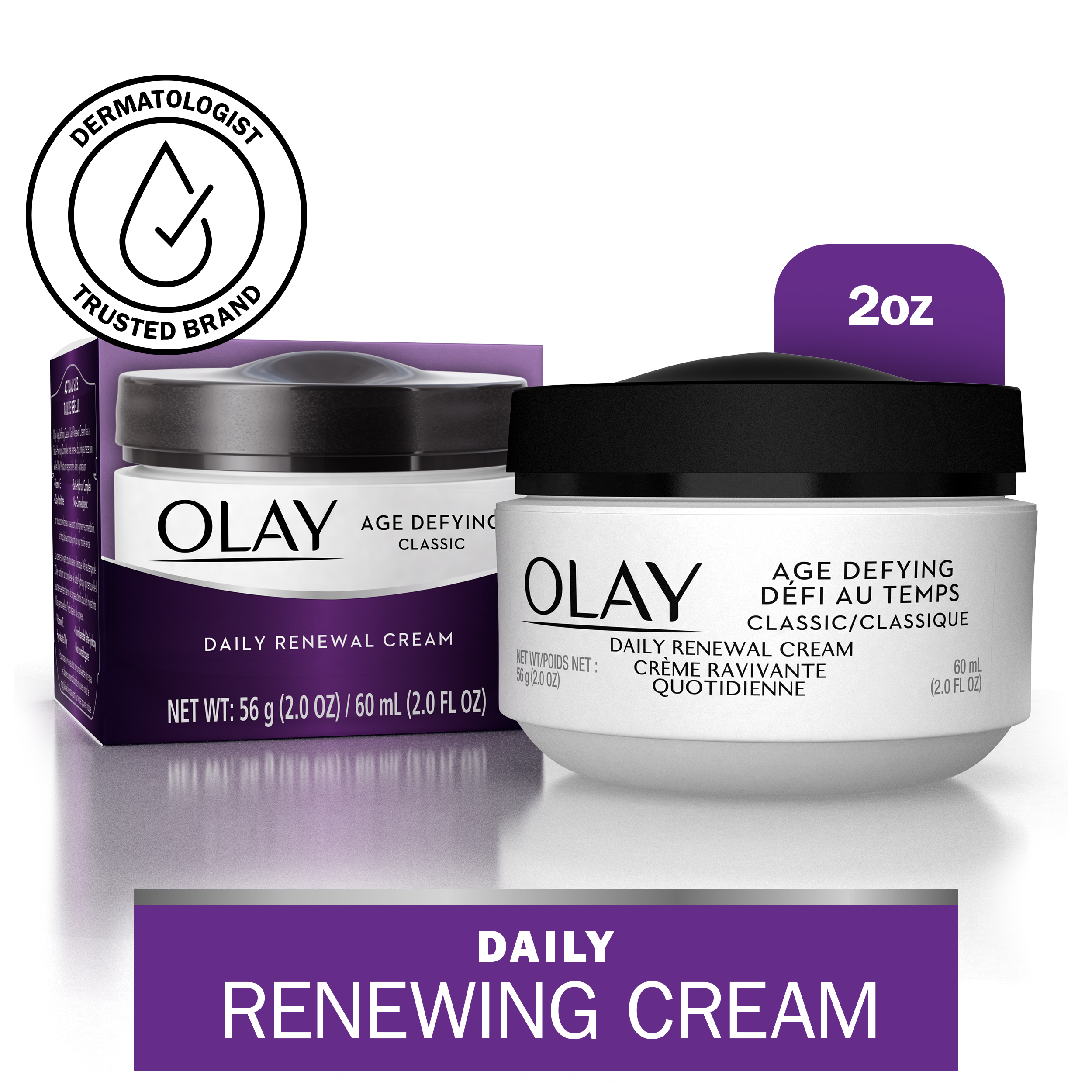 Olay Age Defying Classic Daily Renewal Cream, Face Moisturizer for Dull Combination Skin, 2.0 fl oz - image 1 of 10
