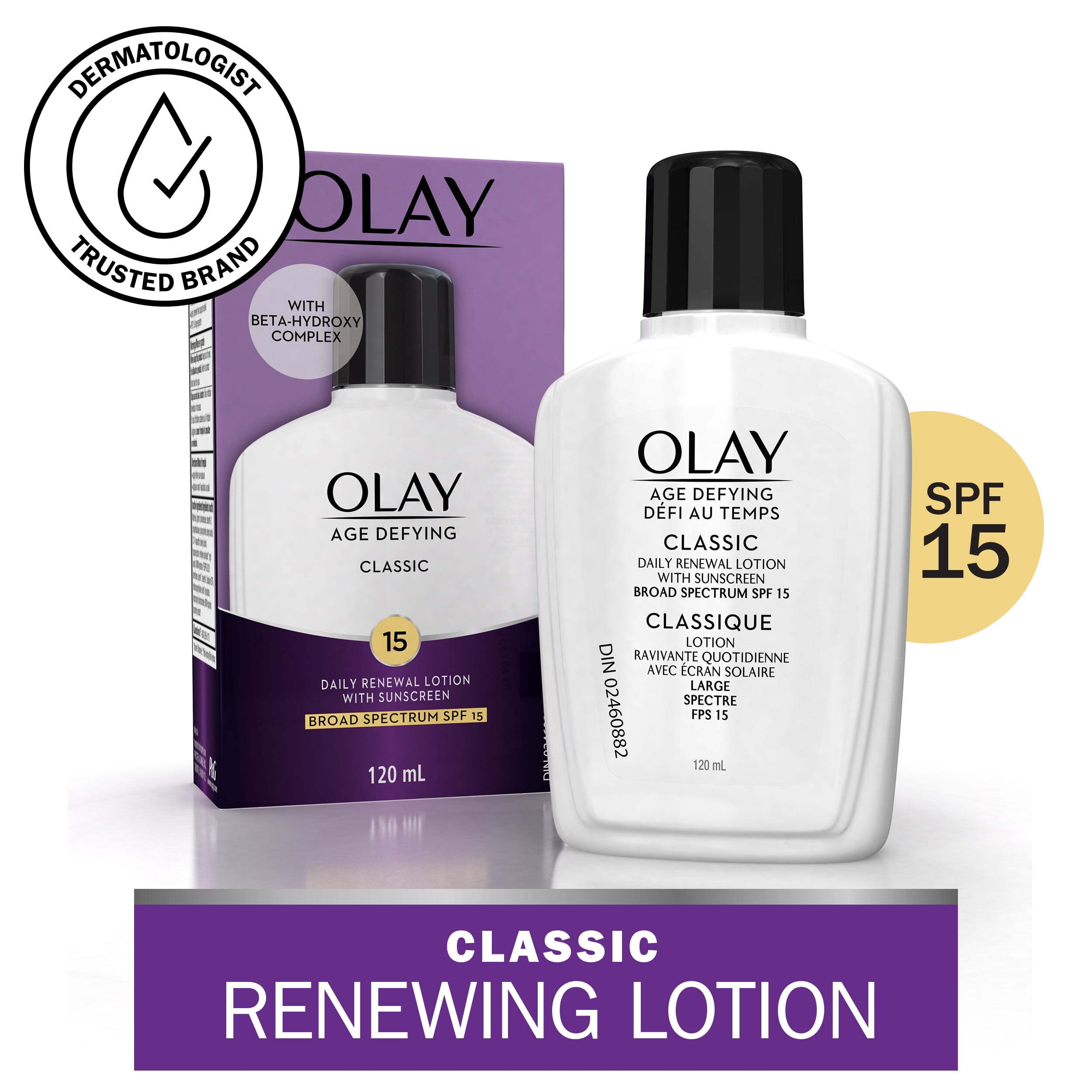 Olay Age Defying Classic Daily Renewal Lotion, Fights Fine Lines & Wrinkles, Normal Skin, SPF 15, 4 fl oz - image 1 of 10