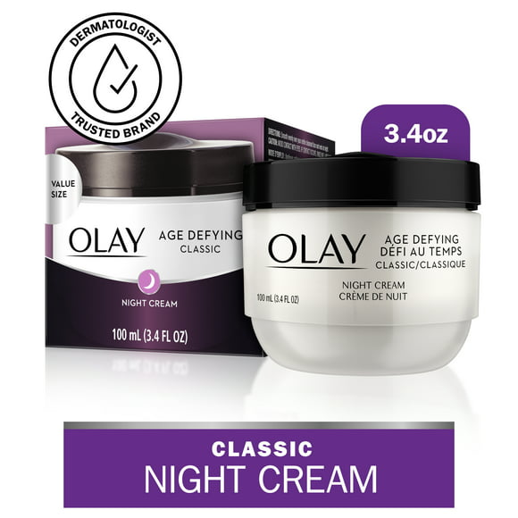Olay Age Defying Classic Night Cream, Face Moisturizer, All Skin Types, 3.4 oz