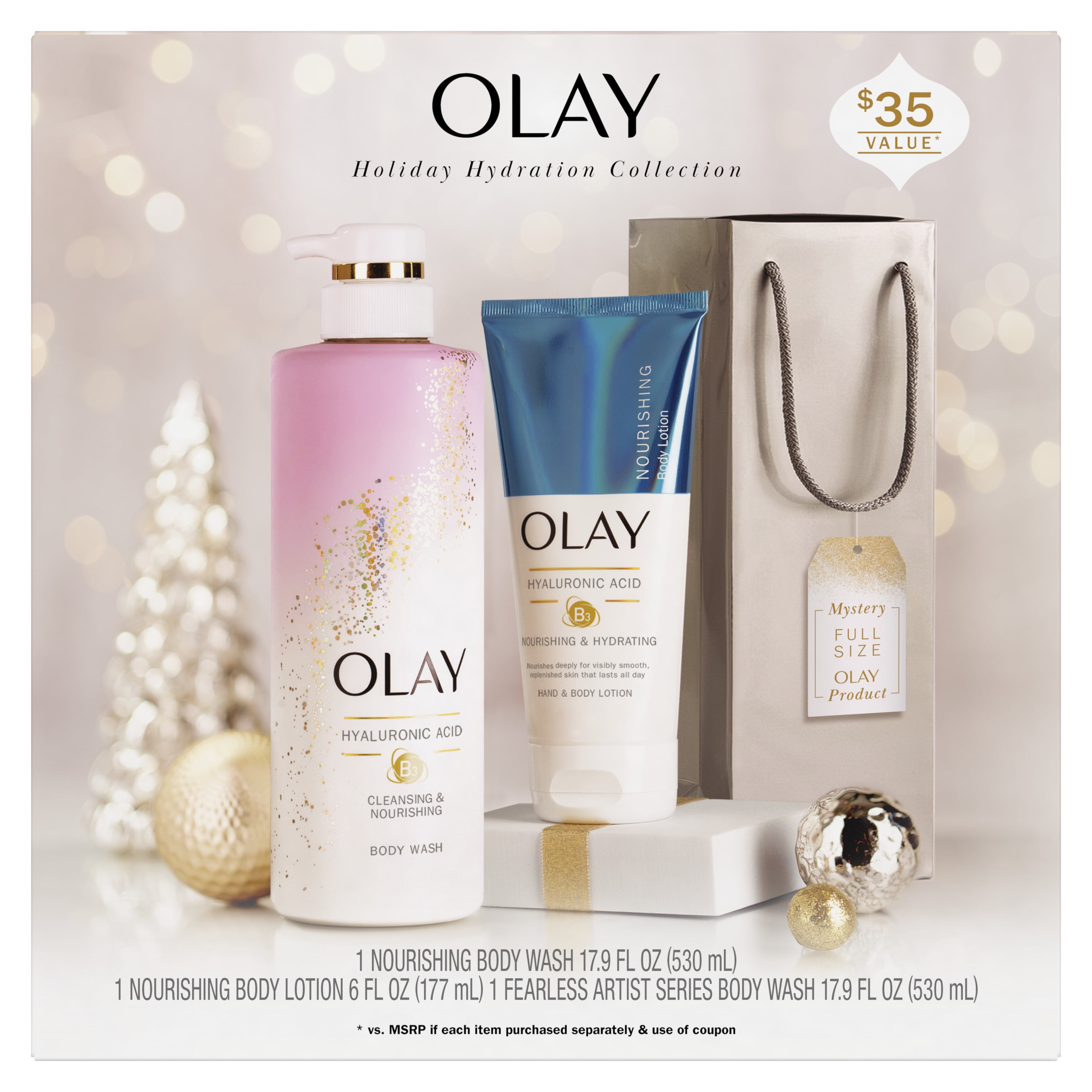 Olay Body Mystery Holiday Pack with Hyaluronic Acid Body Wash, Body
