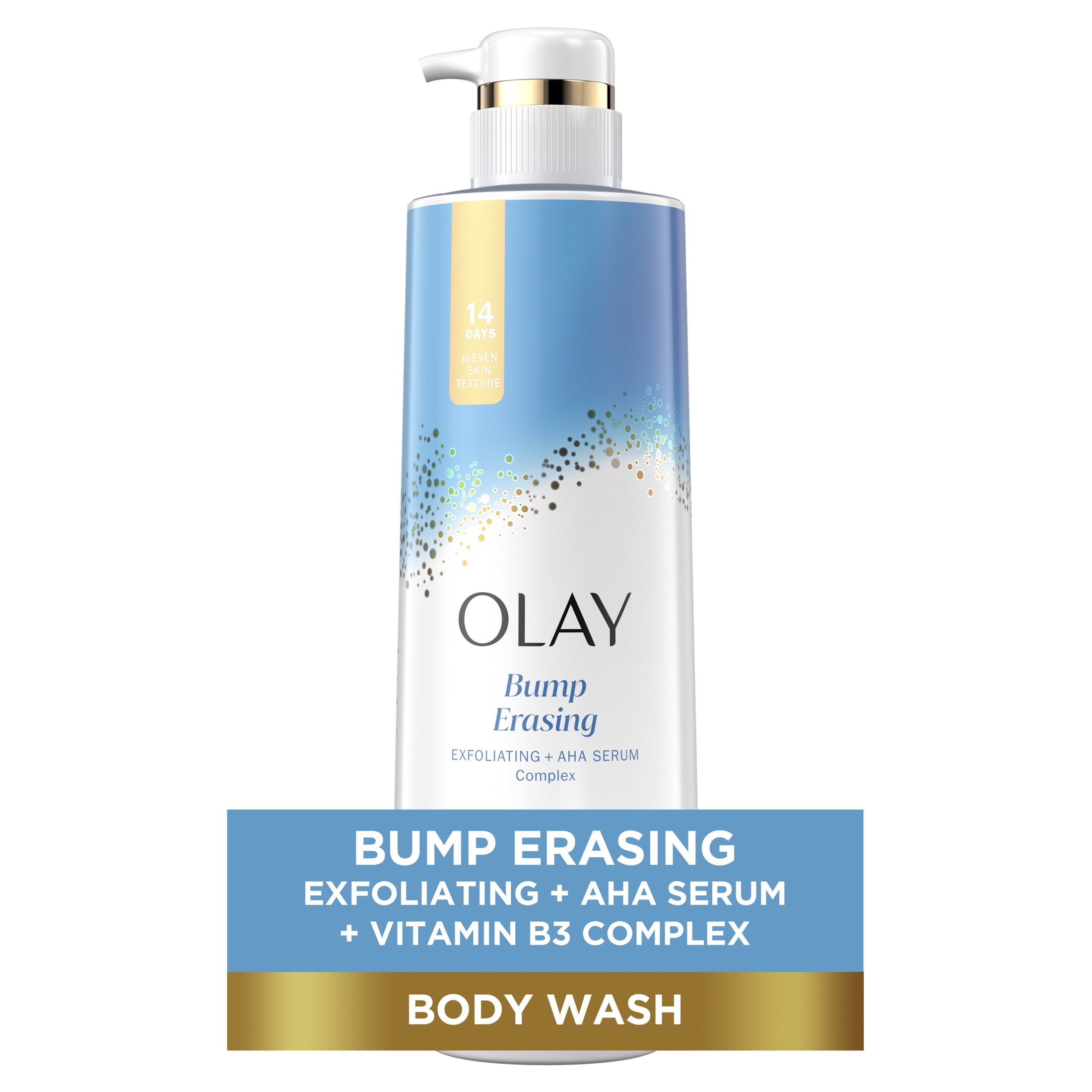 Olay Bump Erasing Exfoliating Body Wash with AHA Serum Complex, 20 oz, Exfoliating AHA Cleanser