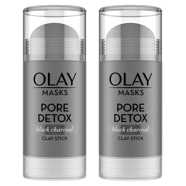 Olay Clay Charcoal Facial Mask Stick, Pore Detox Black Charcoal
