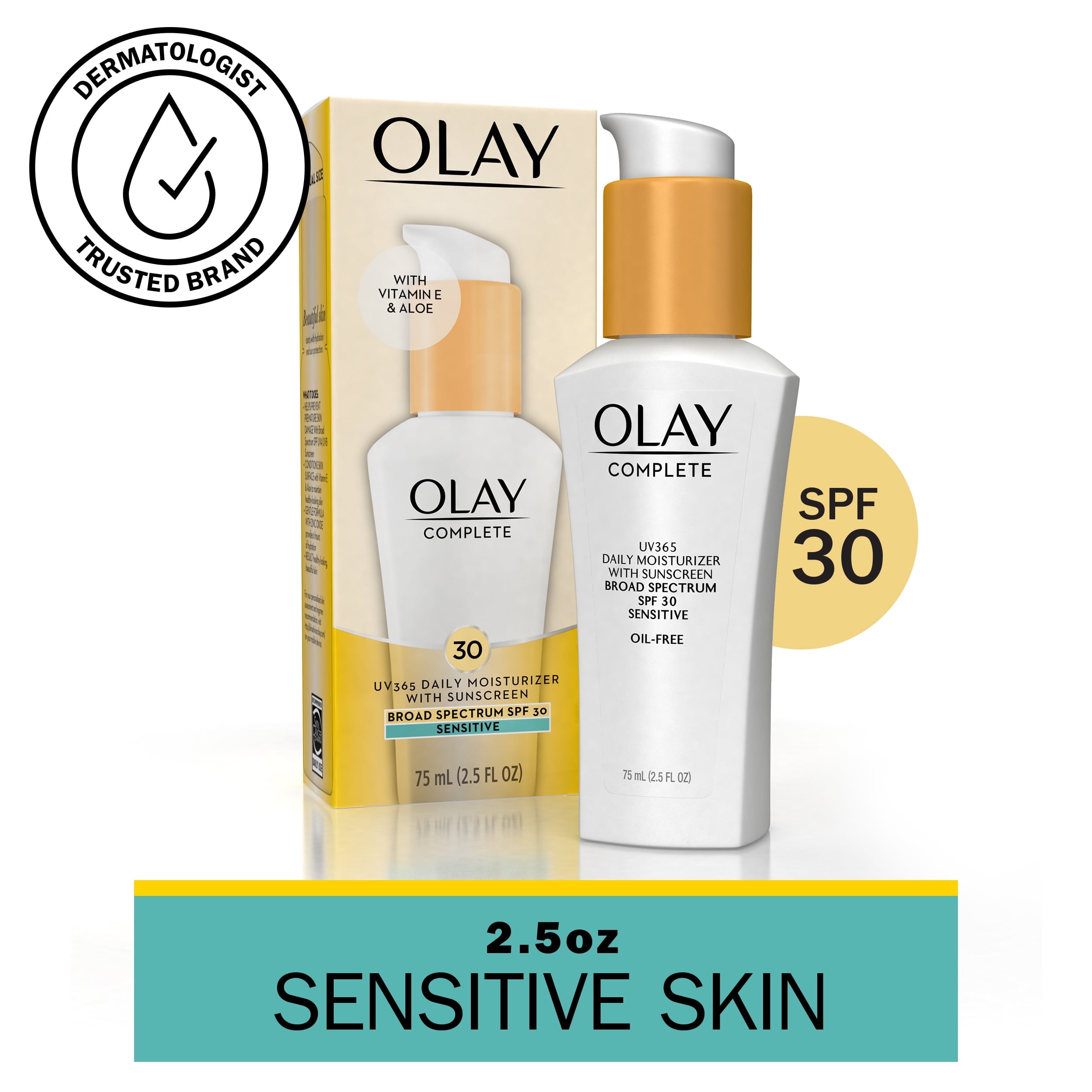Olay Face Lotion with Sunscreen for Sensitive Skin, Complete Daily Face Moisturizer with SPF 30