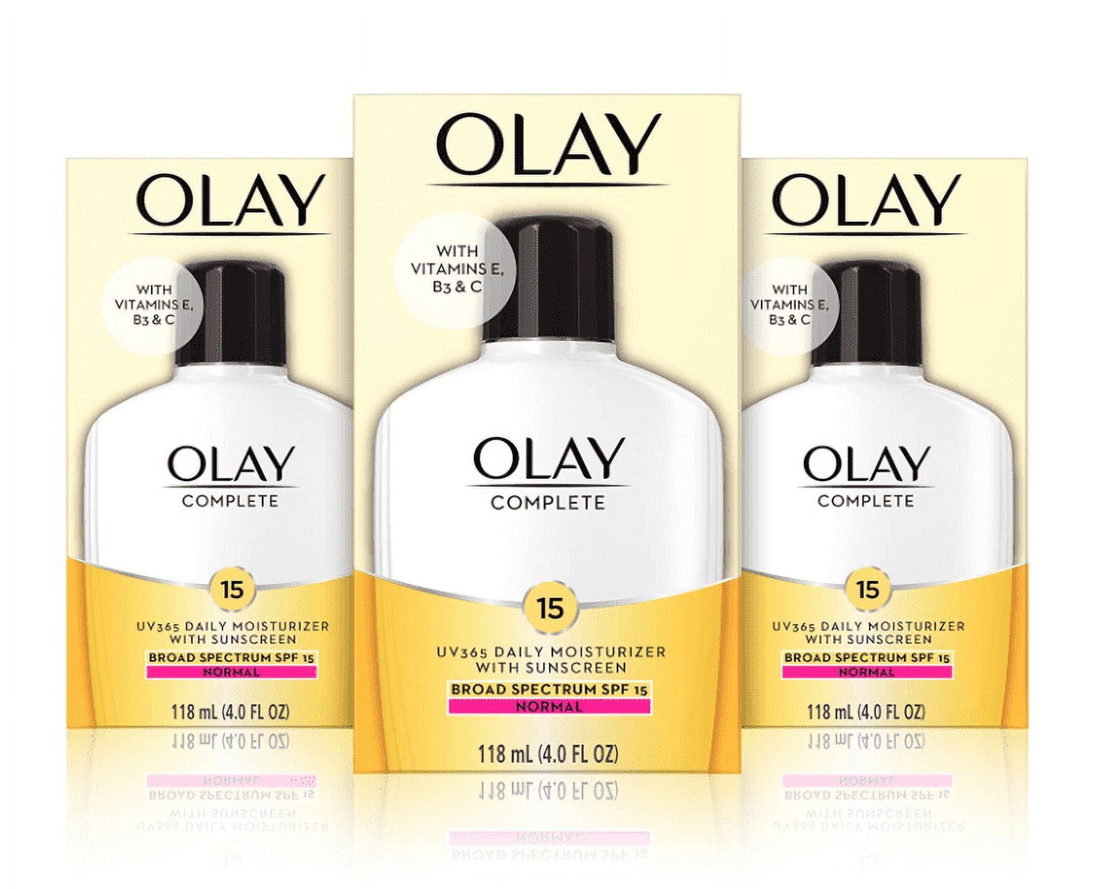 Olay Complete Lotion Moisturizer with Sunscreen SPF 15 Normal, 4.0 Fluid Ounce, 3 Count