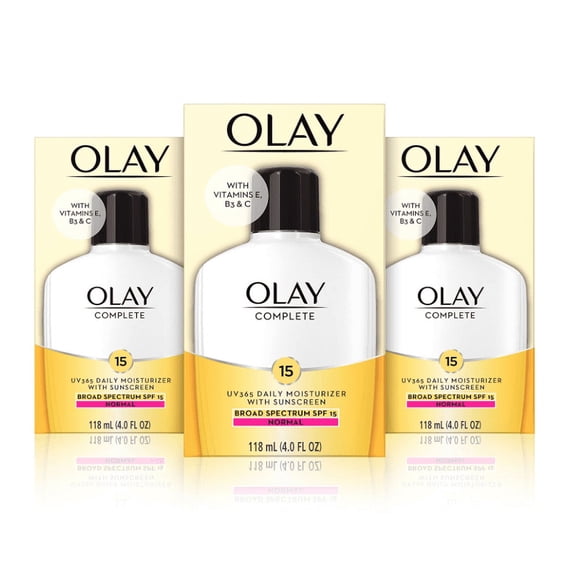 Olay Complete Lotion Moisturizer with Sunscreen SPF 15 Normal, 4.0 Fluid Ounce, 3 Count