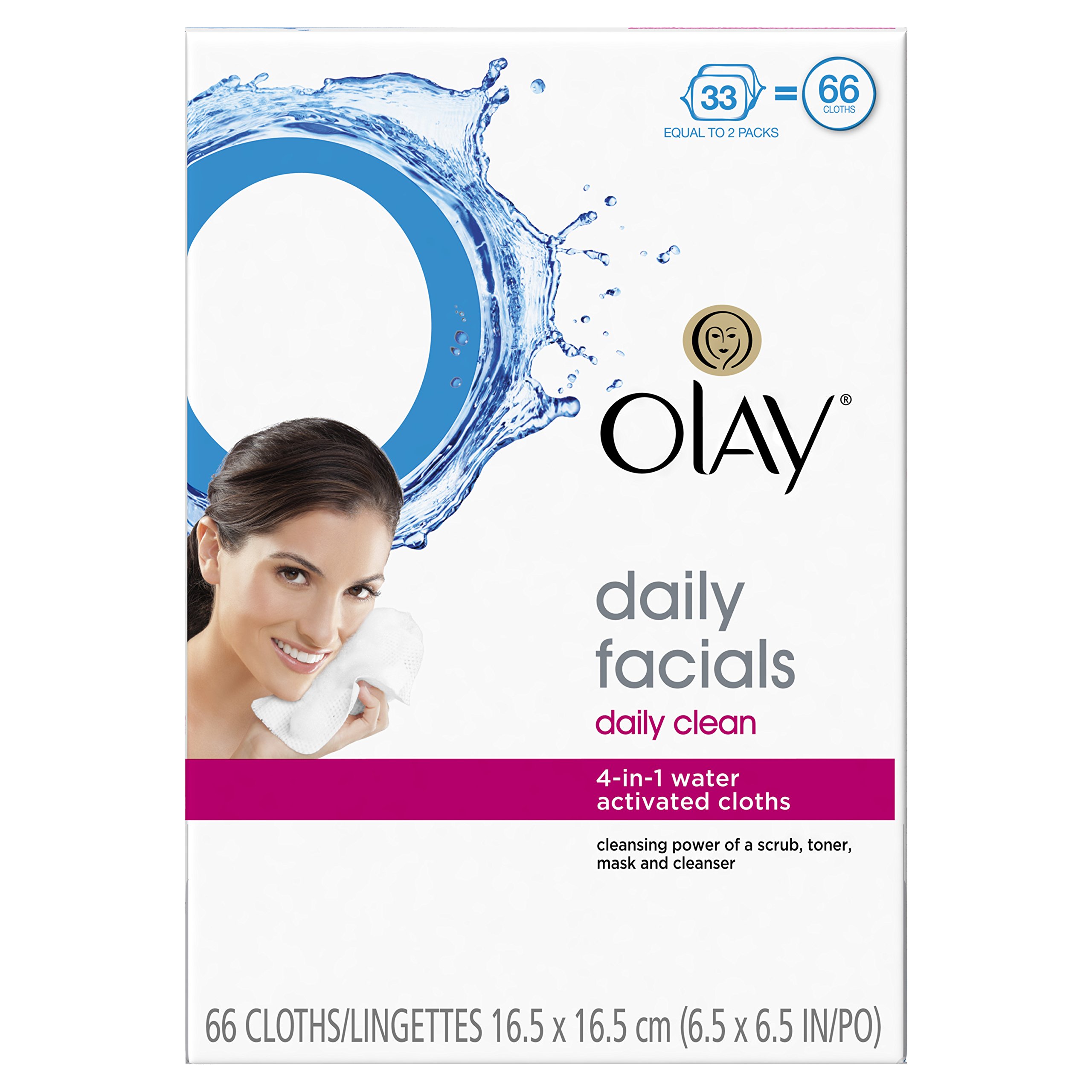 Olay Daily 4In1 Facial Cloth Normal Twin Pack, 66 Count