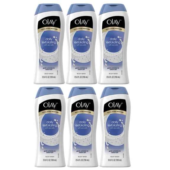 Olay Daily Exfoliating Body Wash with Sea Salts, 23.6 Ounce, 6 Pack