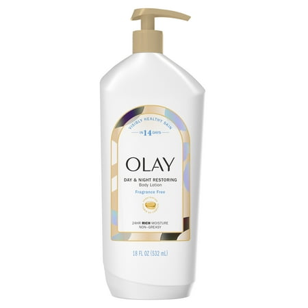 Olay Day & Night Restoring Hydrating Body Lotion, Fragrance-Free, 18 fl oz