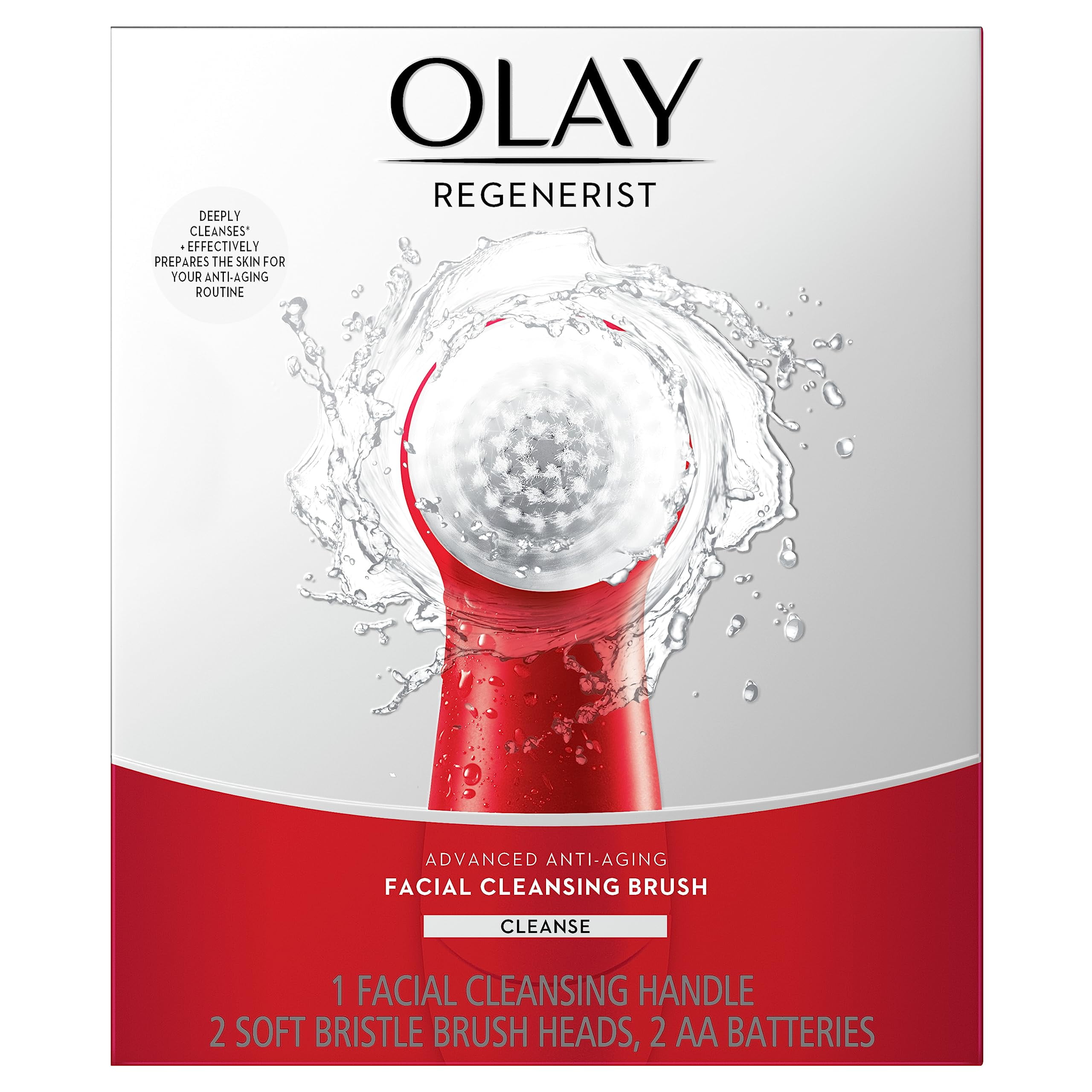Olay Facial Cleansing Brush Regenerist, Face Exfoliator With 2 Brush