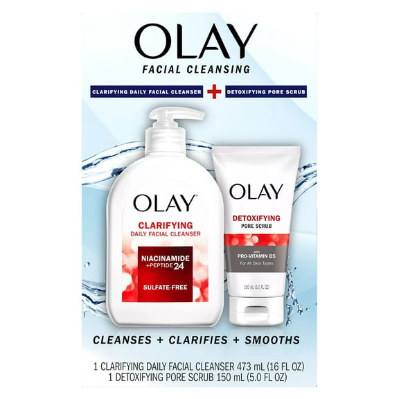 Olay Facial Cleansing Duo, 16 fl. oz. Face Wash and 5 fl. oz. Pore Scrub