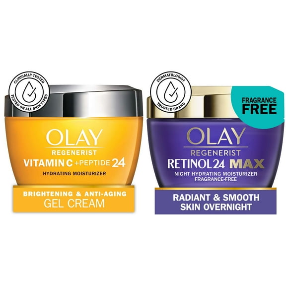 Olay Facial Moisturizer Skin Care Bundle, Day and Night Moisturizer Set