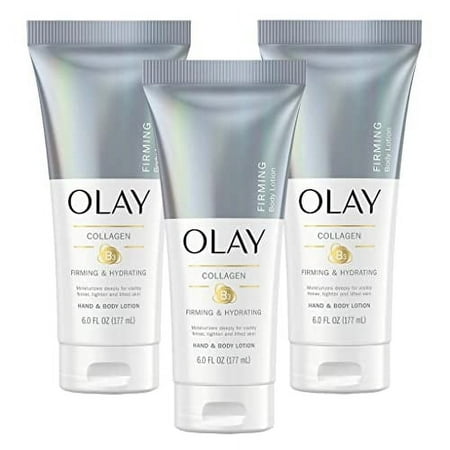 Olay Firming & Hydrating Hand and Body Lotion with Collagen, 6 fl oz Tube (Pack of 3)