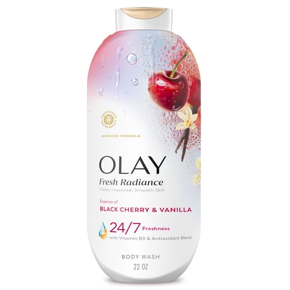 Olay Fresh Radiance Body Wash with Essence of Black Cherry and Vanilla, Vitamin B3 and Antioxidant Blend