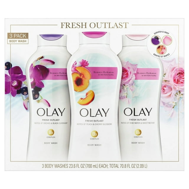 Olay Fresh Outlast Body Wash, Cleansing Moisture, Even Skin, 23.6 Fluid