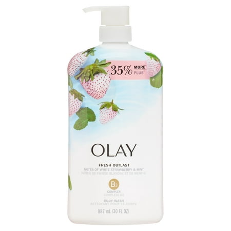 Olay Fresh Outlast Body Wash, White Strawberry & Mint, All Skin Types, 30 fl oz