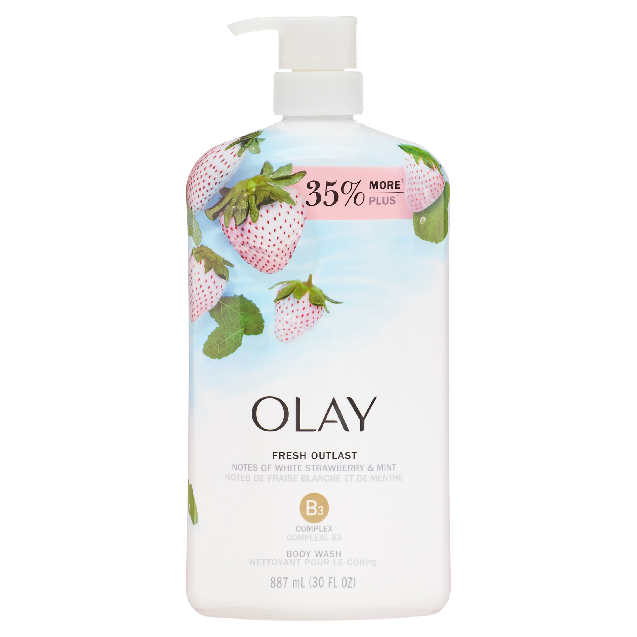 Olay Fresh Outlast Body Wash, White Strawberry & Mint, All Skin Types, 30 fl oz - image 1 of 7