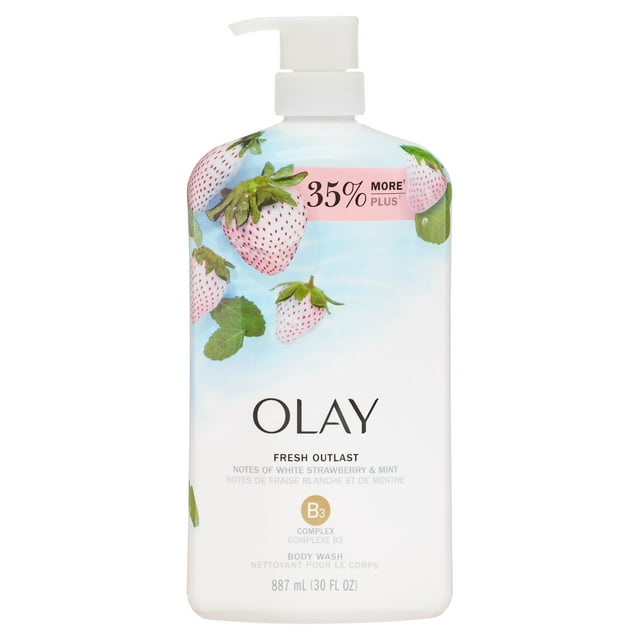 Olay Fresh Outlast Body Wash, White Strawberry & Mint, All Skin Types, 30 fl oz