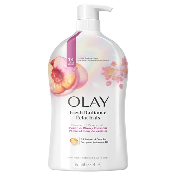 Olay Fresh Outlast Paraben Free Body Wash with Energizing Notes of Peach and Cherry Blossom, 33 fl oz